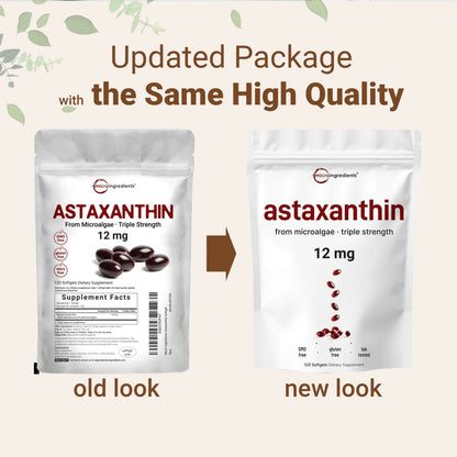 Micro Ingredients Astaxanthin 12mg | Supports Eye, Joint, Internal Circulation, Skin Health & Natural Tanning